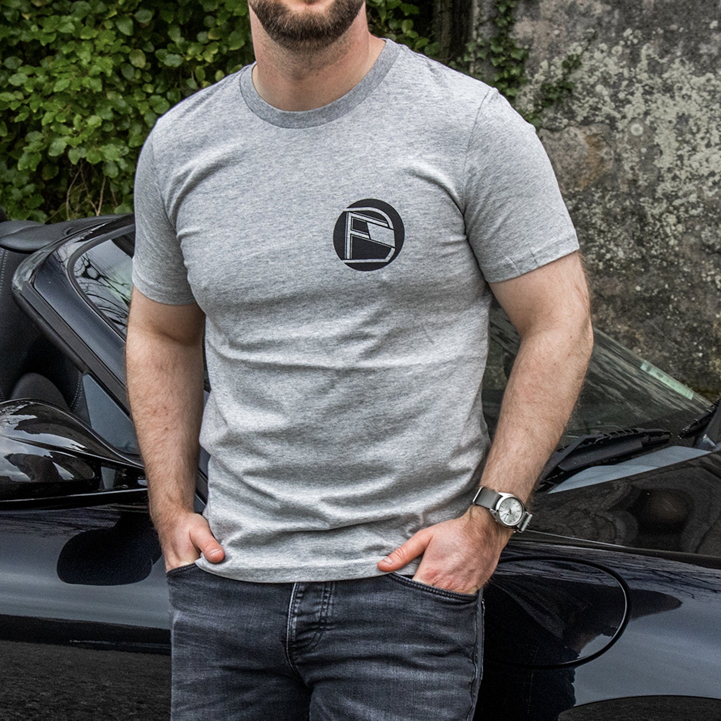 DF Roundel Men's Tee - Grey - Driver Focused Apparel