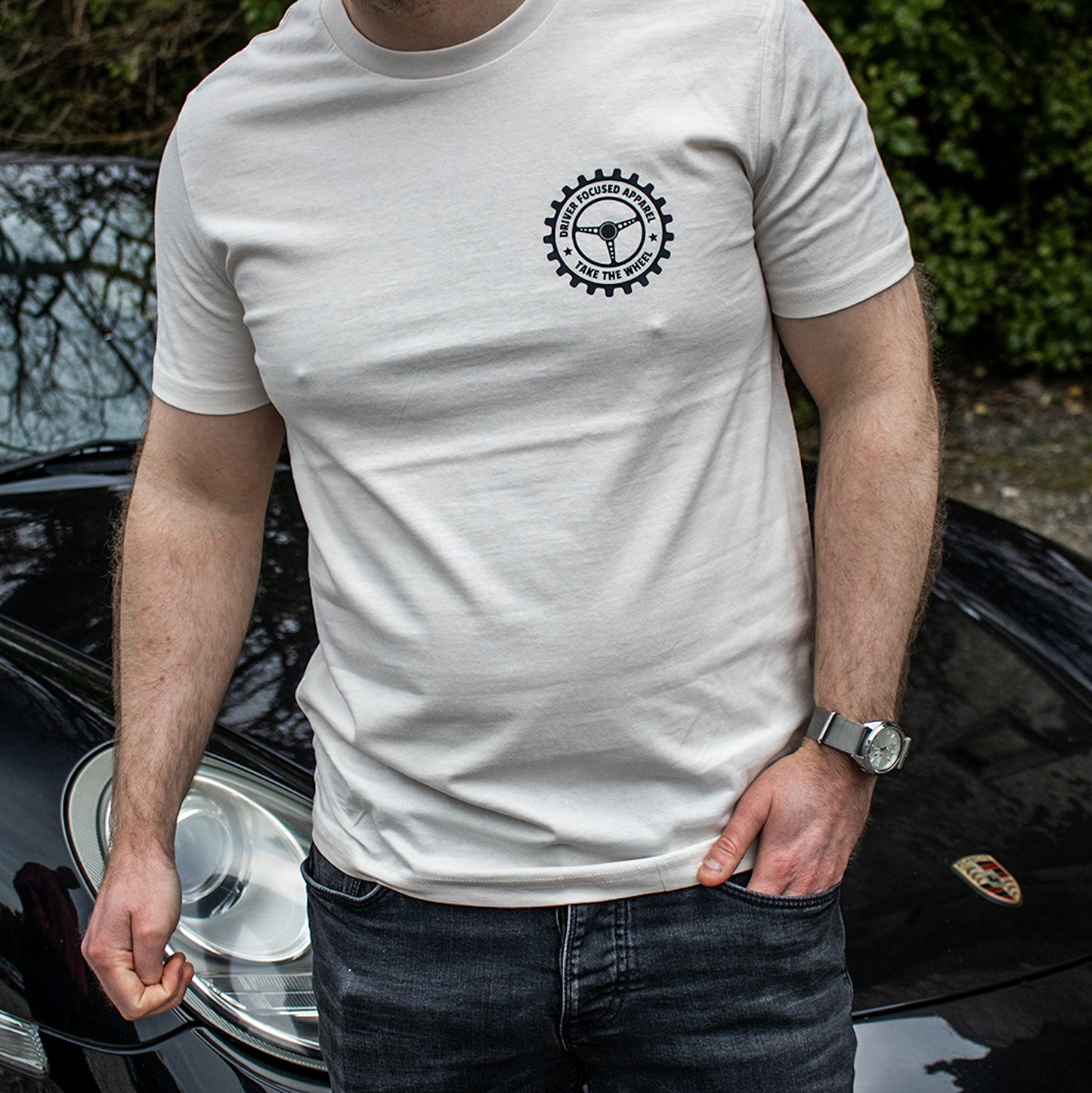 Vintage Wheel Men's Tee - Vintage White - Driver Focused Apparel