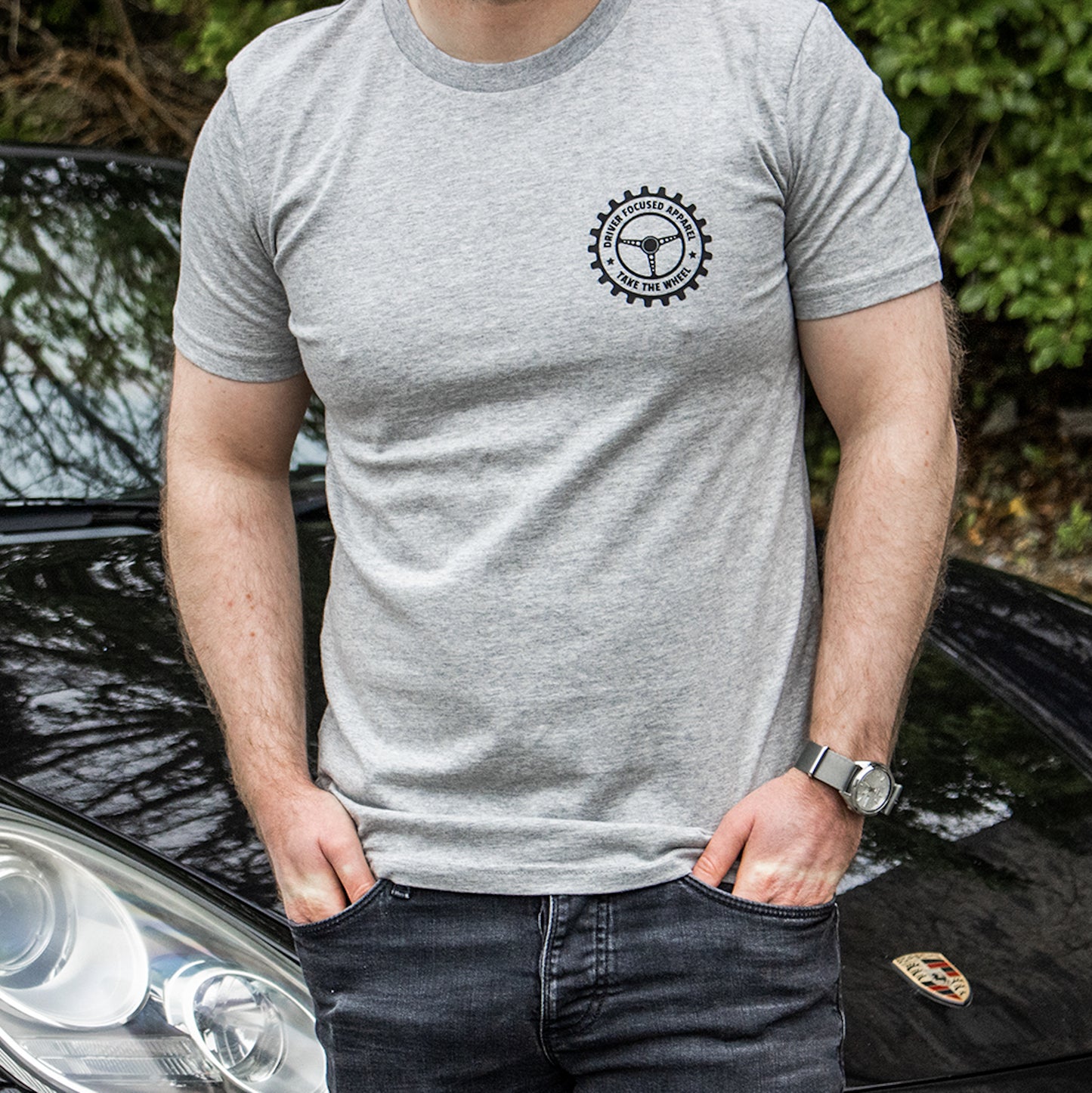 Vintage Wheel Men's Tee - Grey - Driver Focused Apparel