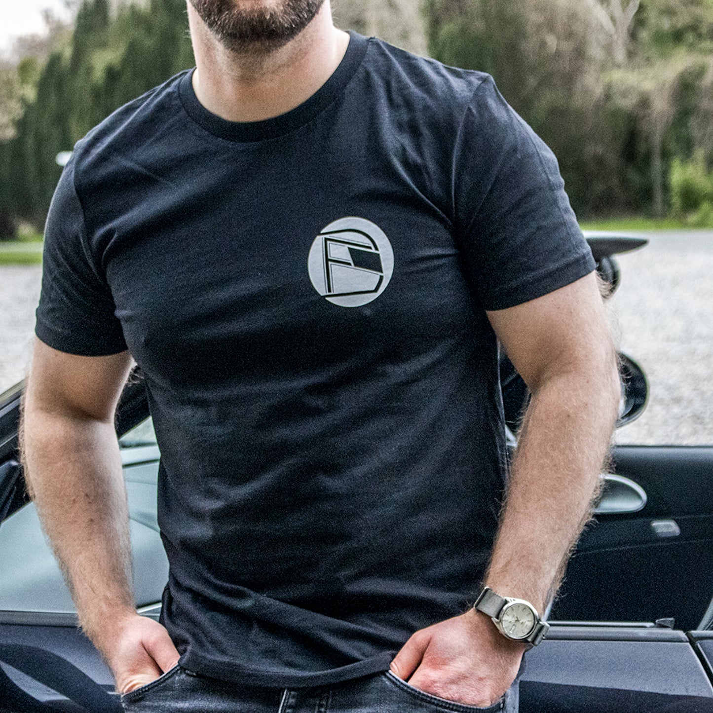 DF Roundel Men's Tee - Black - Driver Focused Apparel