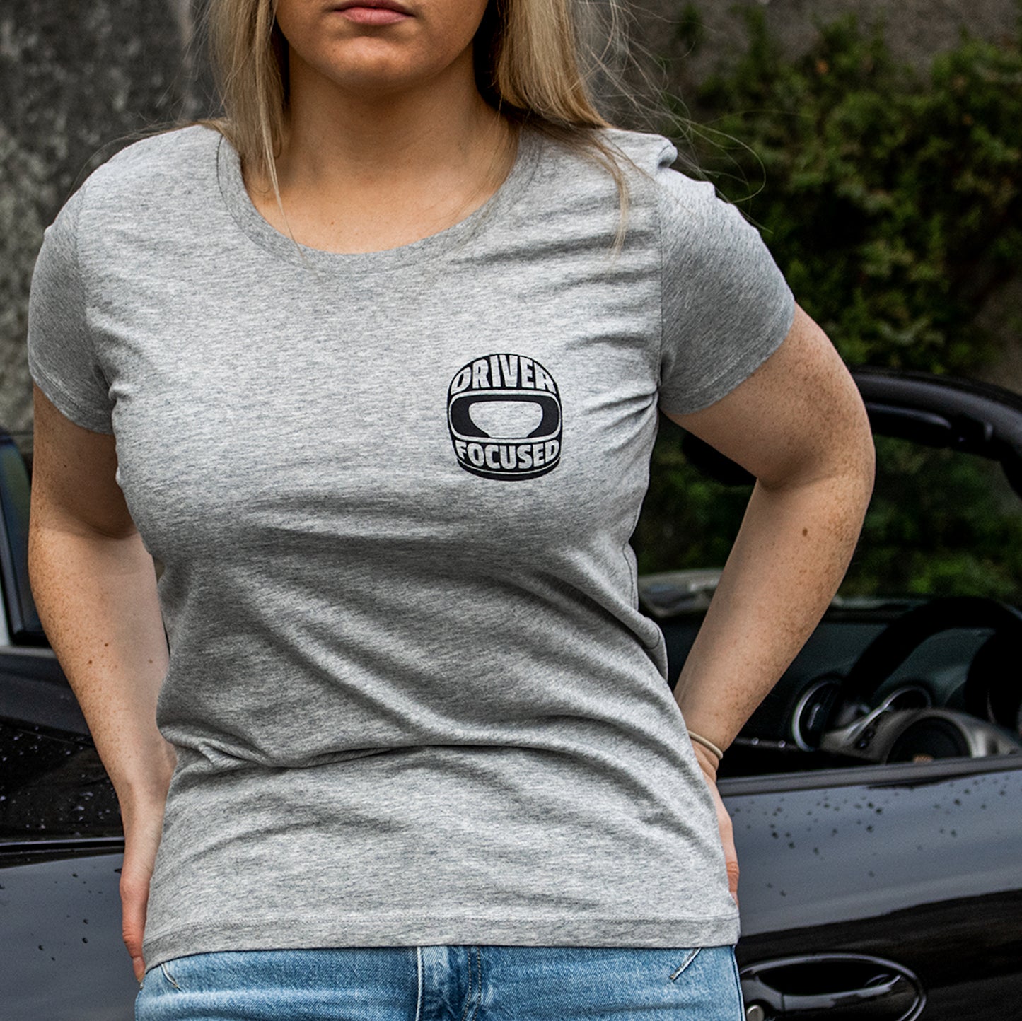 Vintage Helmet Women's Tee - Grey - Driver Focused Apparel