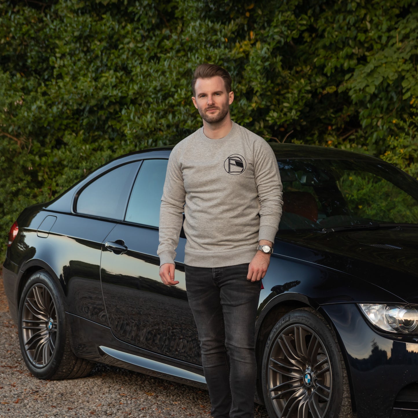 DF Roundel Men's Crew Sweatshirt - Grey - Driver Focused Apparel